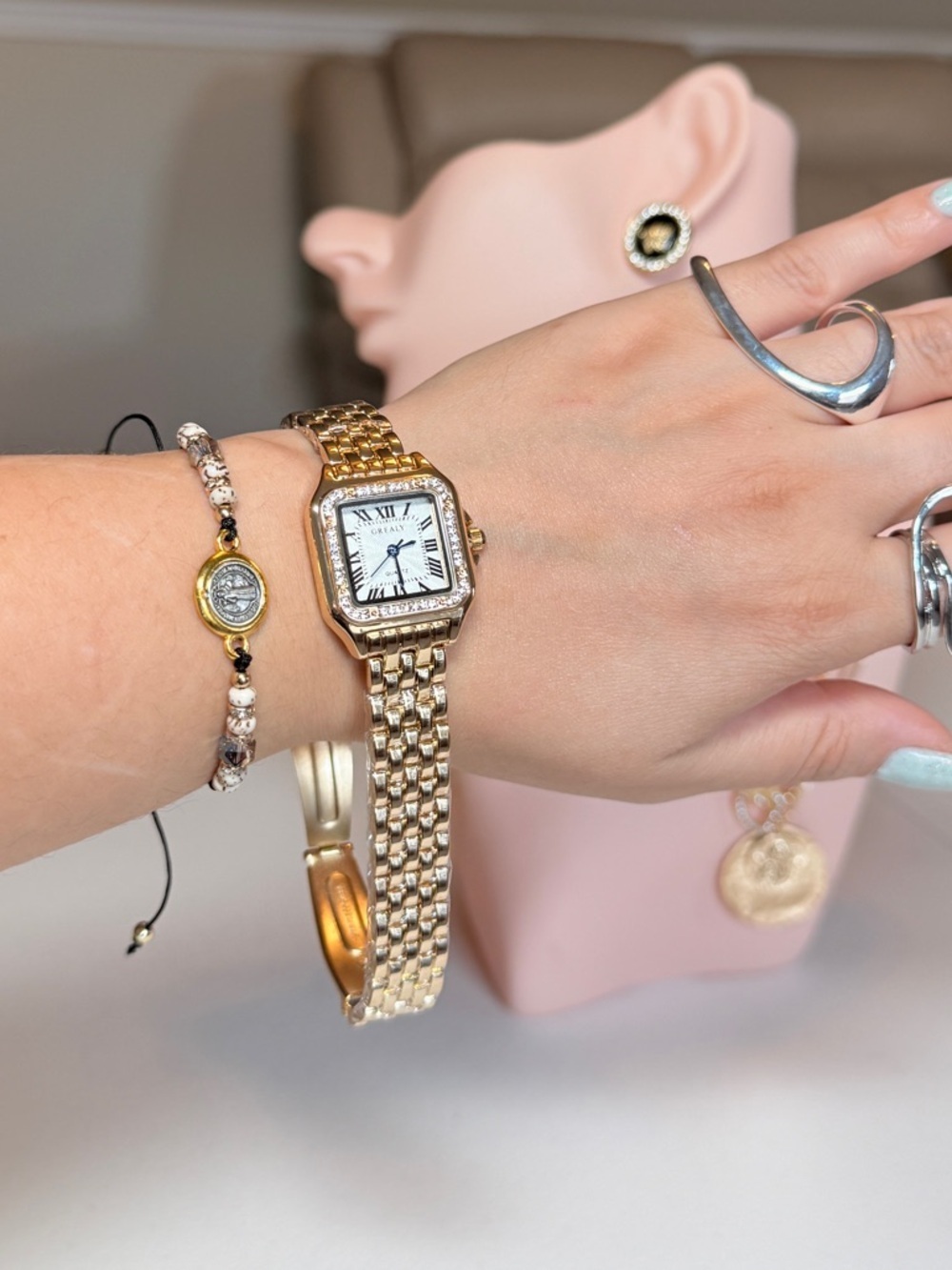Gold Women's Bracelet Watch - Classic Roman Dial - Picture 7 of 12